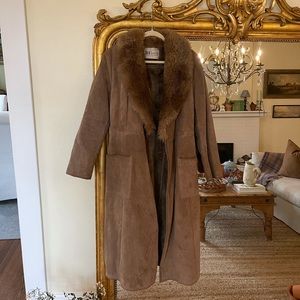 Vintage Suede and fur trench coat